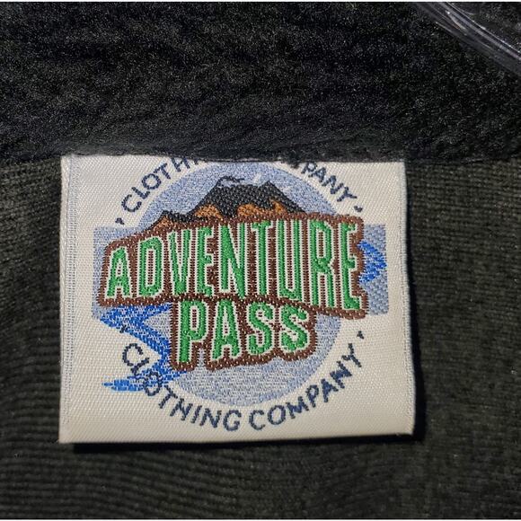 Vtg Adventure Pass Zip Front Fleece Jacket Wolf Graphic Double Sided USA Large - Picture 3 of 8